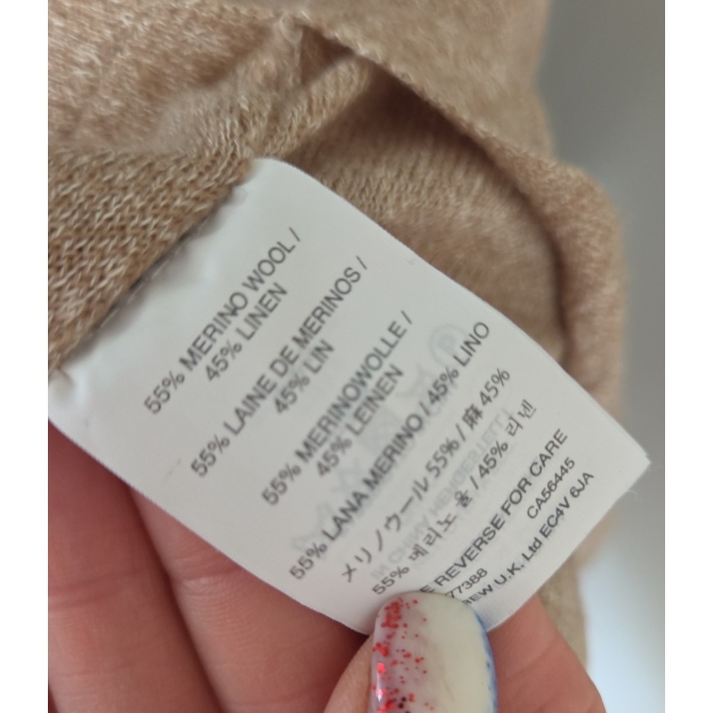 J. Crew Lightweight Linen/Merino Sweater Tan/Brown Crew Neck, XL - Picture 7 of 7